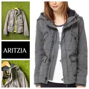 Aritzia TNA Platoon Military Utility Hooded Jacket Lightweight Cotton Blend Sz S